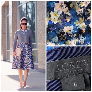 J Crew Collection silk wool floral circle skirt 6